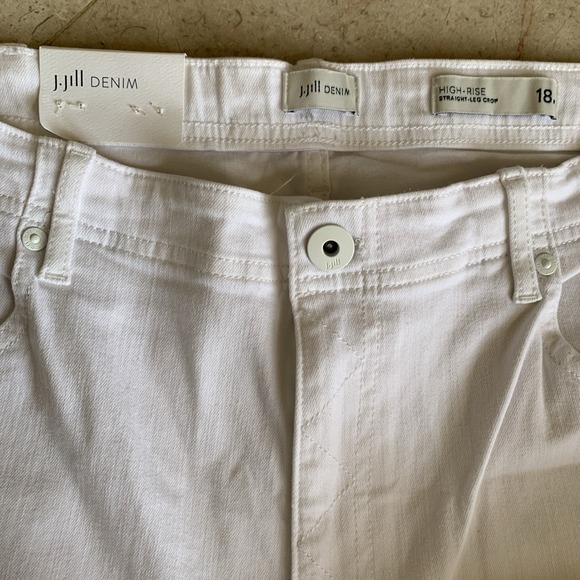 NWT J.Jill Denim High Rise Straight Leg Crop Jeans Raw Hem White Size 18 - Picture 8 of 9